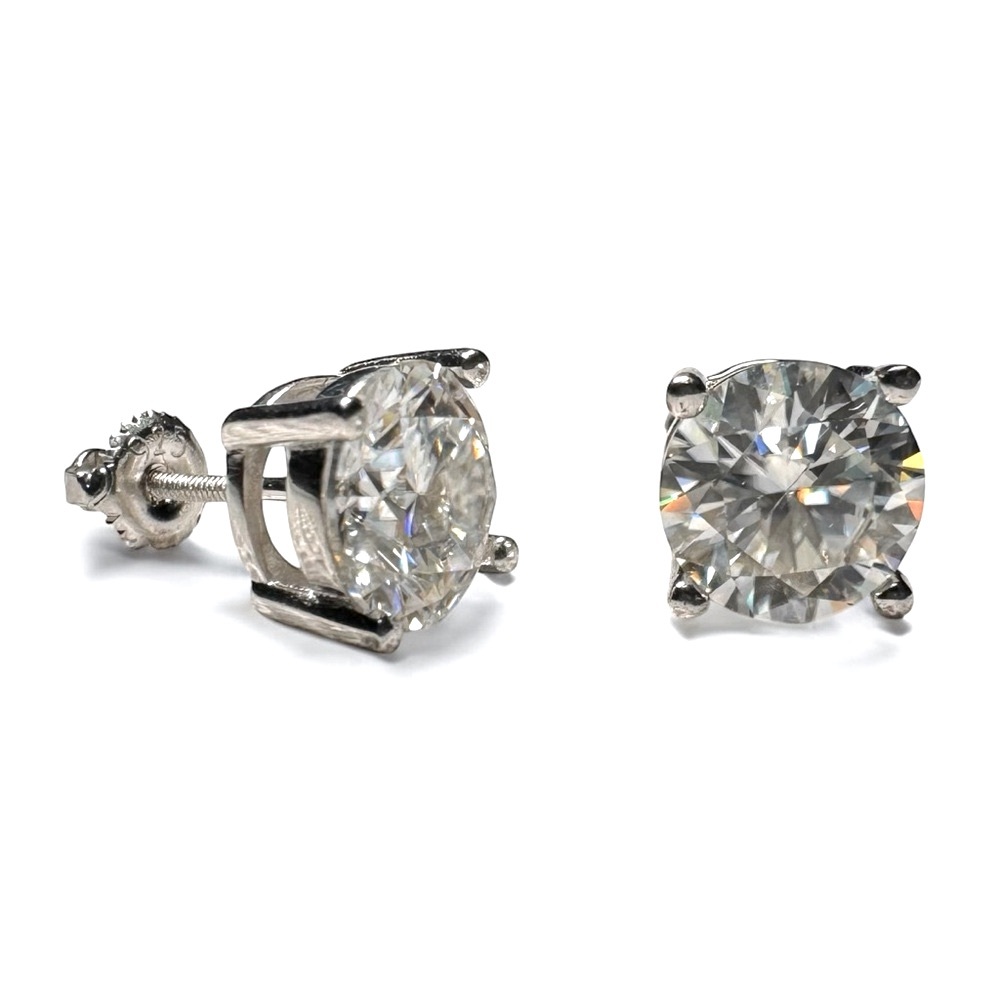 4.0 CTW Moissanite 925 Sterling Silver Stud Earrings Posts NEW F9